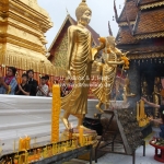 Es ist ein buddhistischer Feiertag und rapelvoll im Doi Suthep Tempel bei Chiang Mai / Thailand